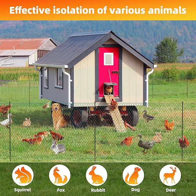 Temporary Garden Fence Kit with Garden Poles,3.1'H x 80'L Plastic Mesh,Windbreak Rope and Ground Stakes,Portable Poultry Fencing for Outdoor Animals,Snow Fence with Fencing Roll for Yards