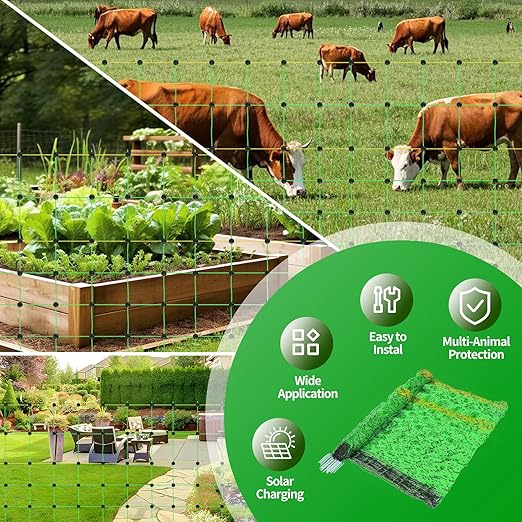 Electric Fence Netting, 49.6" H x 164' L, Portable Livestock Nets Mesh for Hogs, Cattle, Sheep,Turkey, Goat, Larger Animals,PE Net Fencing Used in Backyards, Farms and Ranches and Gardens