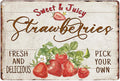 Sanwarm Metal Sign 8X12 Inch, Strawberry Leaves Flower Vintage Tin Sign Wall Art Decor for Home, Living Room, Kitchen, Garden, Bedroom, Office, Hotel, Cafe And Pub Decoration