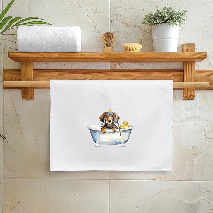 GROBRO7 Funny Dachshund Hand Towel - 6Pcs Dachshund Bathroom Decor Towels Soft Polyester Dishcloths for Bath Bar Spa Home Decorative Cute Puppy Lovers Gifts for Men Women Housewarming