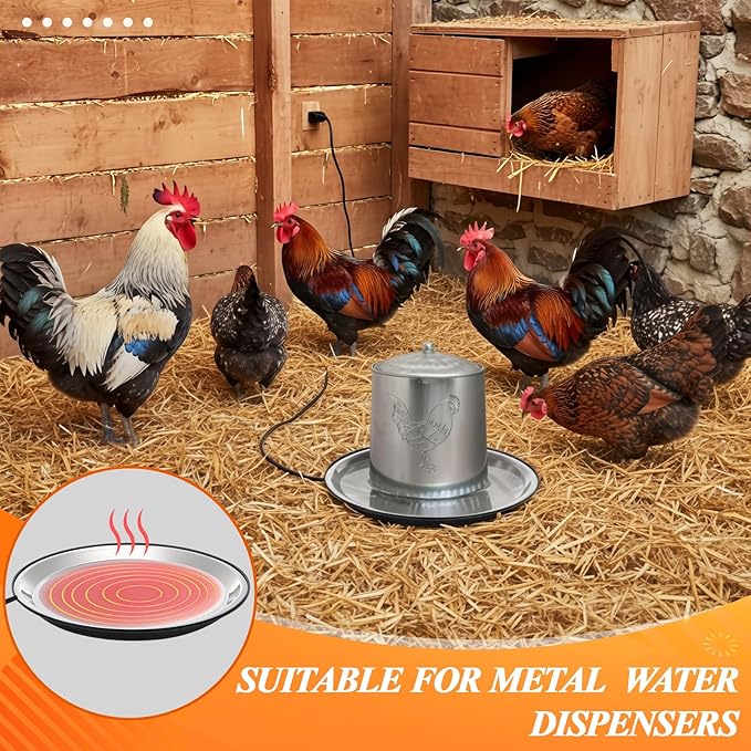2 PCS Chicken Water Heater for Winter 110V 38W Poultry Drinker Heater Base Surface Temperature can Reach About 140 Fahrenheit Degree Chicken Waterer Electric Deicer Heated Base(Black)