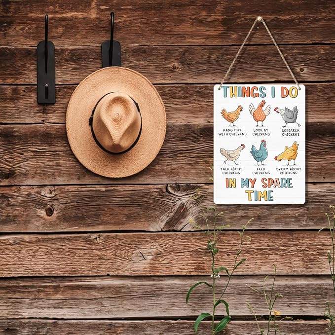 Chicken Gifts Sign Funny Chicken Coop Accessories Chicken Signs Rooster Humor Decor for Home Farm Chicken-Coop Kitchen Garden Yard Country Decor 8x10 Inch