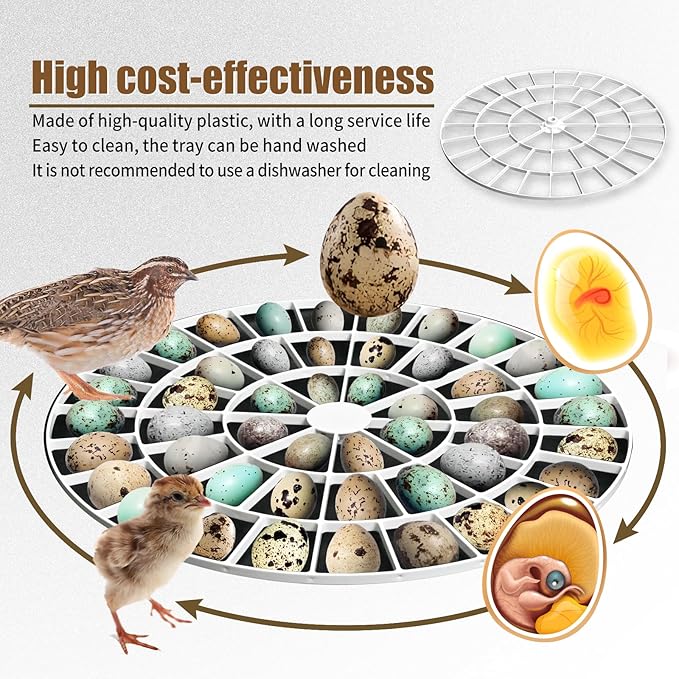48 Slot Small Egg Turner Trays Compatible with Nurture Right 360 Incubator Turner Tray for Small (Quail/Bird), Egg Rotating Tray -Egg Turning Rack Easy Use