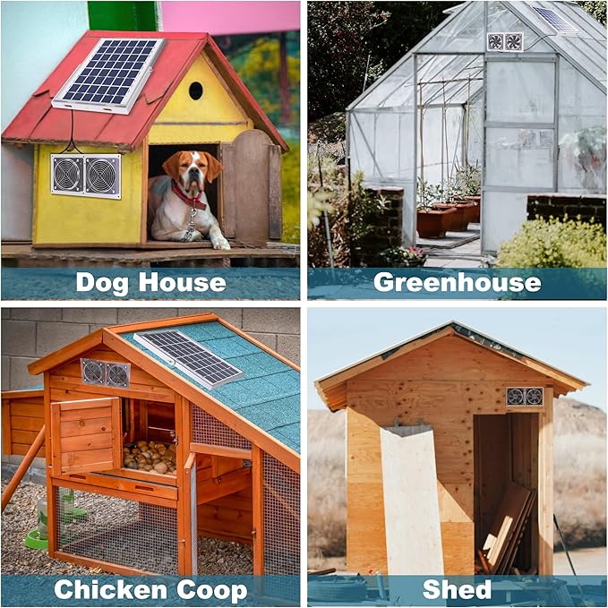 SOLPERK Solar Fan for Greenhouse, 10W Solar Powered Fan for Chicken Coop, Waterproof Solar Exhaust Fan for Shed with 11.8ft/3.6m Cable