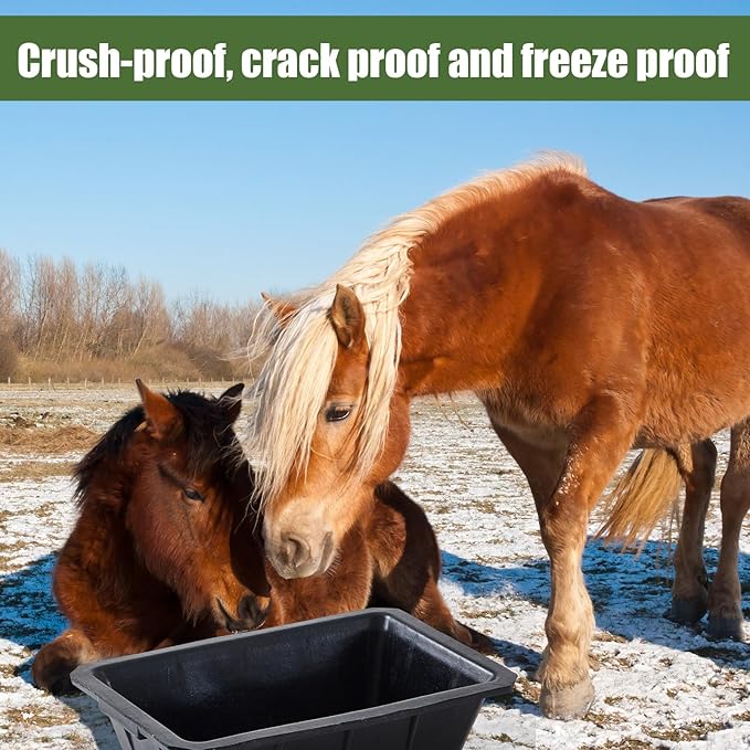 Sadnyy 3 Pcs Rubber Feeder Pan, Horse Feed Bucket Rubber Feed Pan Large Utility Heavy Duty Horse Trough Feeder for Goats Horses Livestock Animal Feeding (10.56 Qt/ 2.5 Gallon)