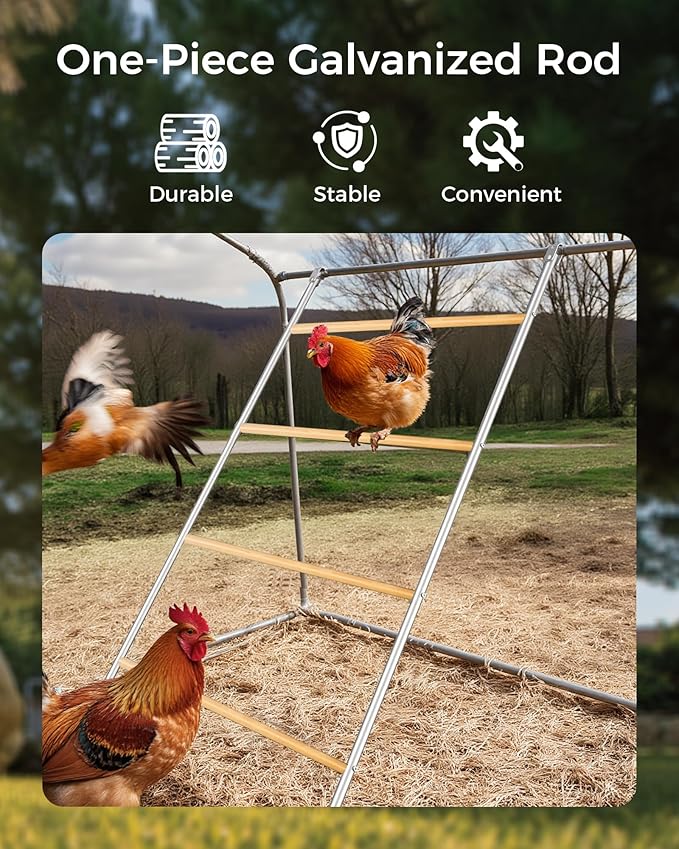Large Metal Chicken Roosting Perch, Square Roosting Ladder for Outdoor Chicken Coop, Extended Metal Roost for Backyard Poultry Chickens and Small Animals (69" L x 41" W)