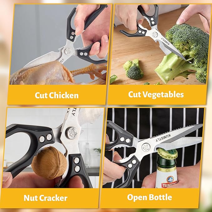 Kitchen Scissors All Purpose Kitchen Shears Heavy Duty for Cutting Chicken, Turkey, Meat, Bones, Vegetables Stainless Steel Spatchcock Shears Multipurpose Food Scissors