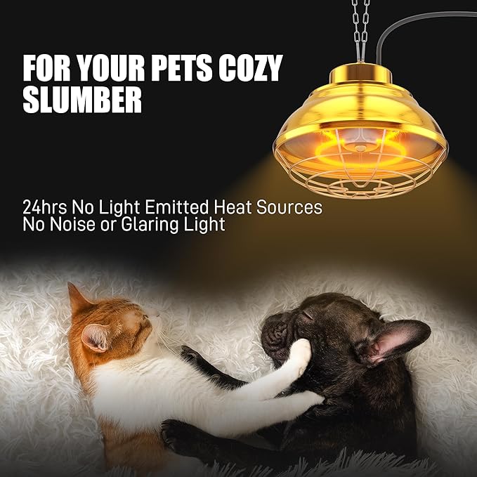 Large Heat Lamp for Chickens Coop, 400 Watt Chicken Coop Heater, Two-Stage Temperature Heat Lamp for Chicks, Carbon Fiber Heating Element for Chicks, Ducks, Poultry, Pets