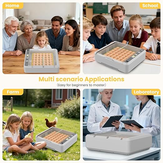 36-60 Egg Incubator with Automatic Egg Turning and Humidity Control, Adjustable Chicken Egg Incubator with Digital Display, for Hatching Eggs Include Chicken Duck Quail Eggs(Yellow)