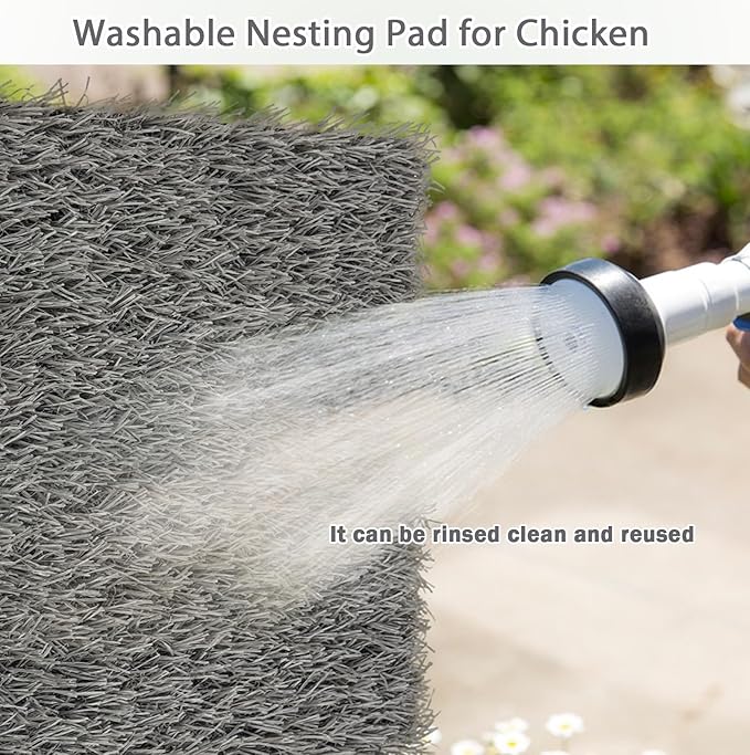 PINVNBY 4 Pcs Washable Chicken Pads for Nesting Box,Artificial Grass Mat for Chicken Coop Laying Hen Nest Bedding Fake Grass Synthetic Turf Mats for Pet Garden Lawn Indoor Outdoor(Gray)