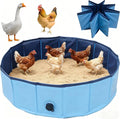Chicken Dust Bath Tub, Chicken House Cleaner Container,Dust Bath for Chickens,Duck, Goose, Essential Chicken Coop Accessory 100% Waterproof, Foldable Desgin 32" D * 8" H,