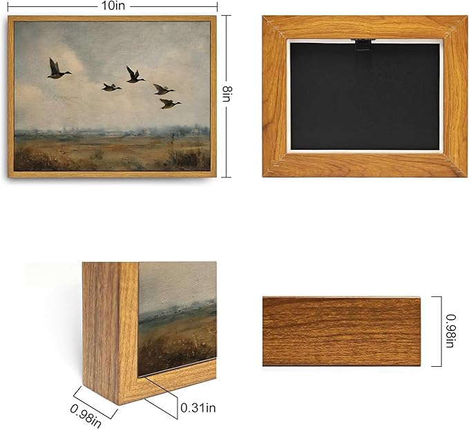 Framed Vintage Flying Duck Wall Art Wildlife Canvas Poster Print Natural Wilderness Picture Retro Wild Duck Painting Artwork Wall Decor for Bedroom Living Room Kitchen 8x10in