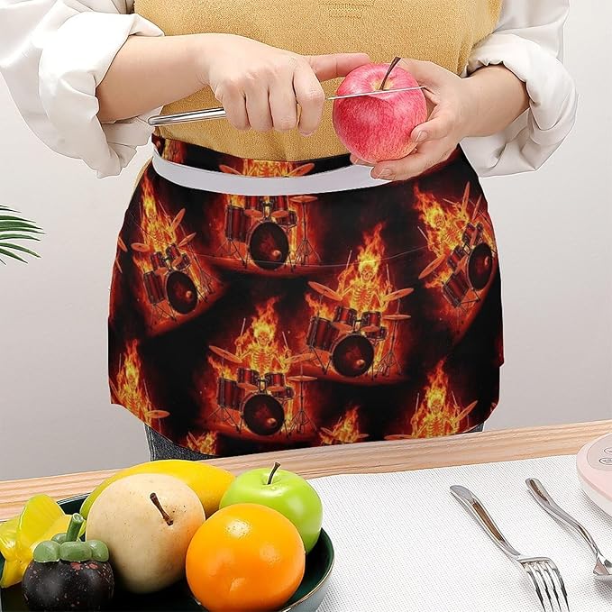Short Aprons for Servers Unisex Chef Works Waitress Apron with 3 Pockets