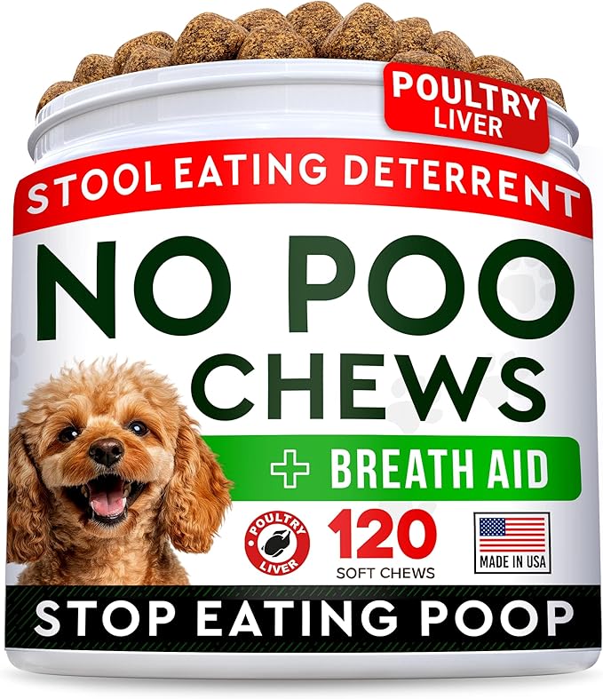 STRELLALAB No Poo Chews for Dogs - Coprophagia & Stool Eating Deterrent with Probiotics, Digestive Enzymes & Breath Aid Support - Stop Dog Poop Eating - Made in The USA - 120 Soft Chews
