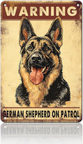 PEACHGARDEN Warning Vintage Metal Sign German Shepherd Signs Warning Beware Dog Tag Funny Plaque for Home Outdoors, Patio, Yard, Porch 8x12inch