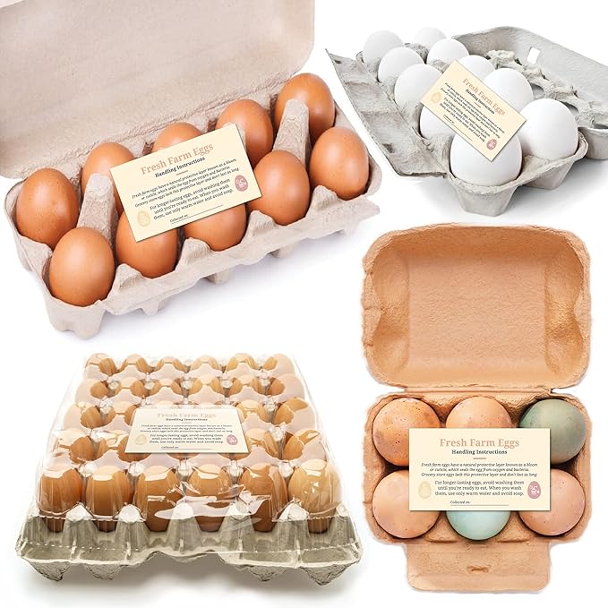 100 Pack Premium Fresh Farm Eggs Handling Instructions Care Accessories Cards Labels | Egg Blank Cartons 4 6 12 15 18 30 48 50 Count Basket Box Container Storing Extra Organizer -M06CH100