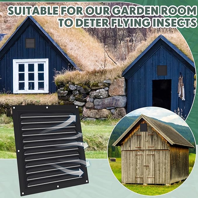 1 Pcs Aluminum Attic Vents 12" x 12" Metal Gable Wall Mesh Shed Vent with Screen Square Louver Grille for Exterior Door House Attic Garage Ceiling
