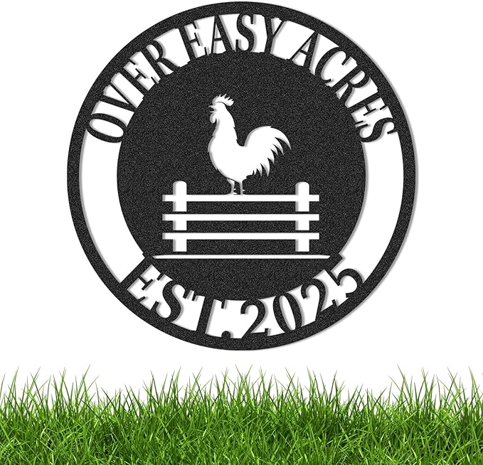 Personalized Chicken Coop Signs, Outdoor Chicken Coop Decor, Vintage Farmhouse Wall Decor, Custom Metal Name Sign for Farm Yard Garden Home, Gifts for Chicken Lovers Color01