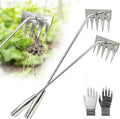 2Pcs Weed Puller Tool, 2026 Portable Manual Weeding Tools Gardening, 5 Teeth Head Stainless Steel Hand Garden Weeding Rake, Weed Remover Tool for Gardening Backyard Yard Farm Planting Weeding