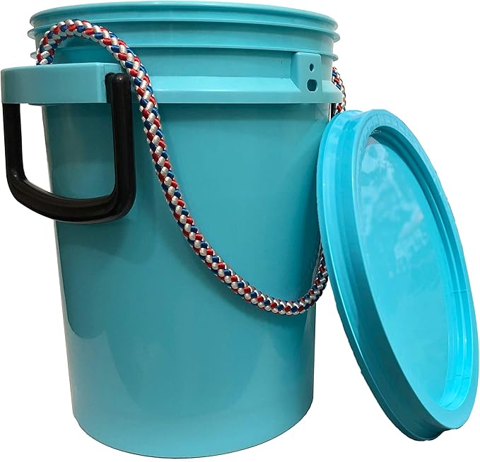 iSMART 5 Gallon Bucket with Rope Handle, Two Sides Handle, 2 Color to Choose (Blue, 1 Pack)