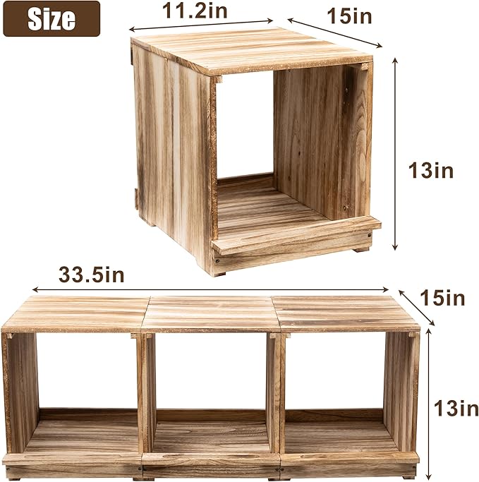 Nesting Boxes for Chickens, Oltara 3 Compartment Carbonized Wooden Egg Laying Nest Box for Chickens, Hens, Ducks