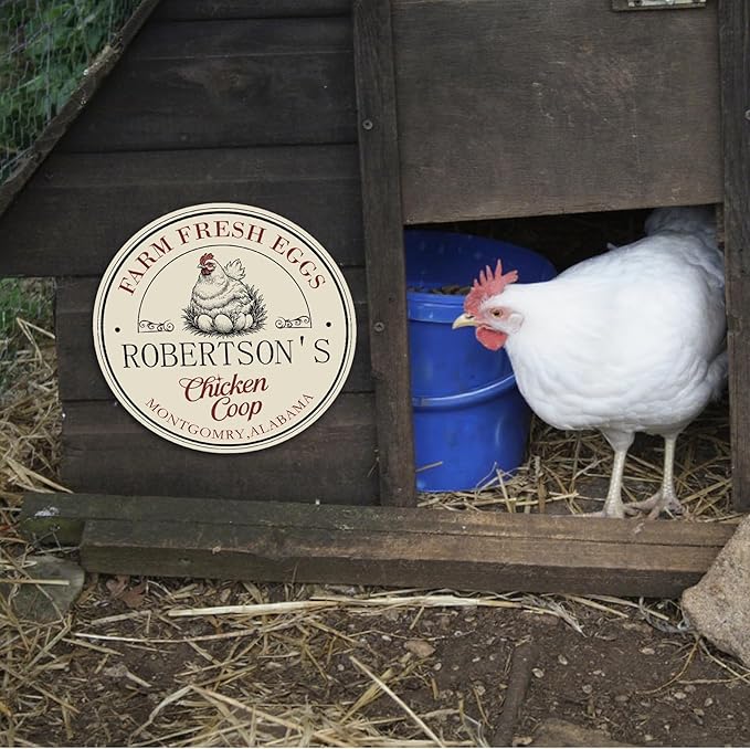 Custom Chicken Coop Metal Sign, Personalized Farmhouse Wall Decor, Vintage Fluffy Butt Hut Decor, Custom Name Sign for Farm, Gifts for Chicken Lovers