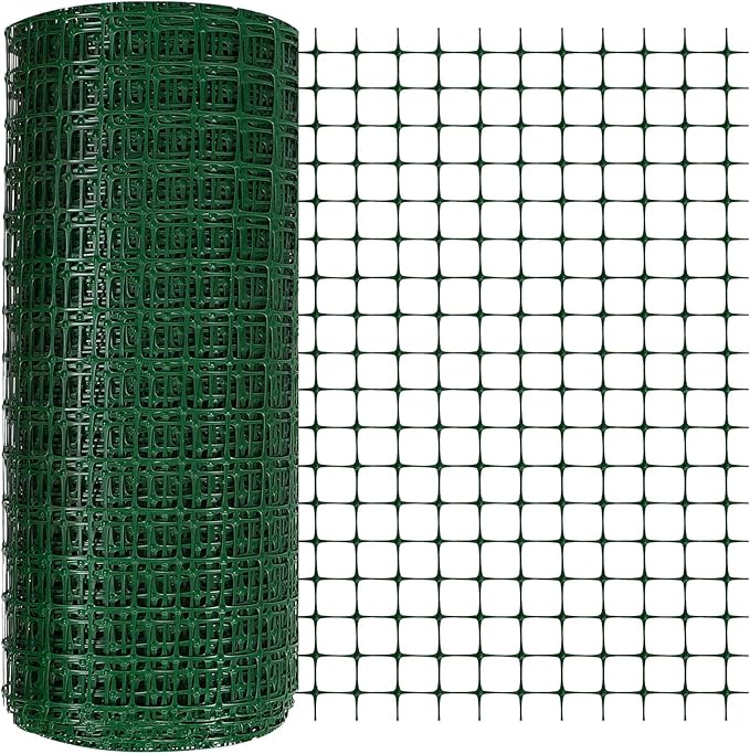 Preboun 3 x 164 ft Plastic Mesh Fence Plastic Safety Fence Roll Reusable Animal Construction Barrier Netting Temporary Pool Fencing Snow Fences for Construction Animal Garden Fencing (Green)