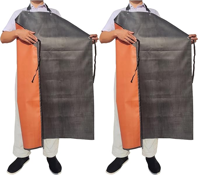 Thick Waterproof Rubber Aprons, Puncture/Abrasion/Chemical/Oil Resistance Work Apron