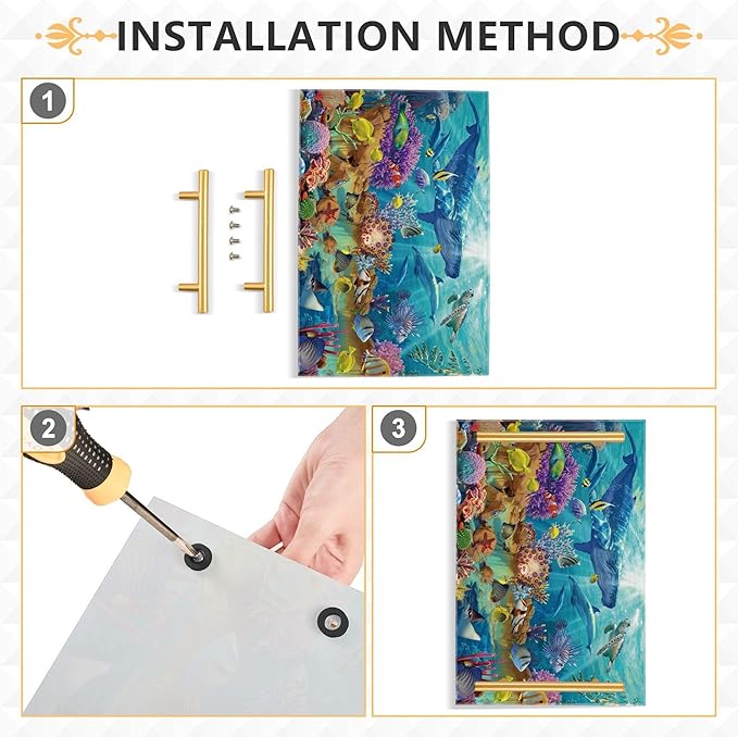 Bathroom Vanity Tray Counter Organizer, Vibrant Underwater Ecosystem Decorative Tray with Handles Countertop Storage for Bathroom Bedroom Kitchen Home Farmhouse