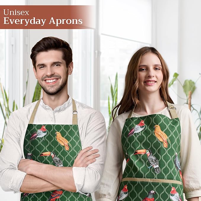 Maison d' Hermine 100% Cotton Apron for women with Pocket Kitchen Chef Apron for Men Cooking Easter Decorations