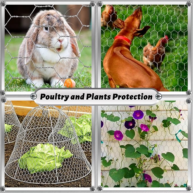 Chicken Wire Fencing Mesh, 16.9 Inch x 40 Feet Metal Floral Chicken Wire Fence for Crafts Poultry Garden, 0.6 Inch Hexagonal Galvanized Hardware Cloth Netting for Chicken Coop Barrier Rabbit Cage