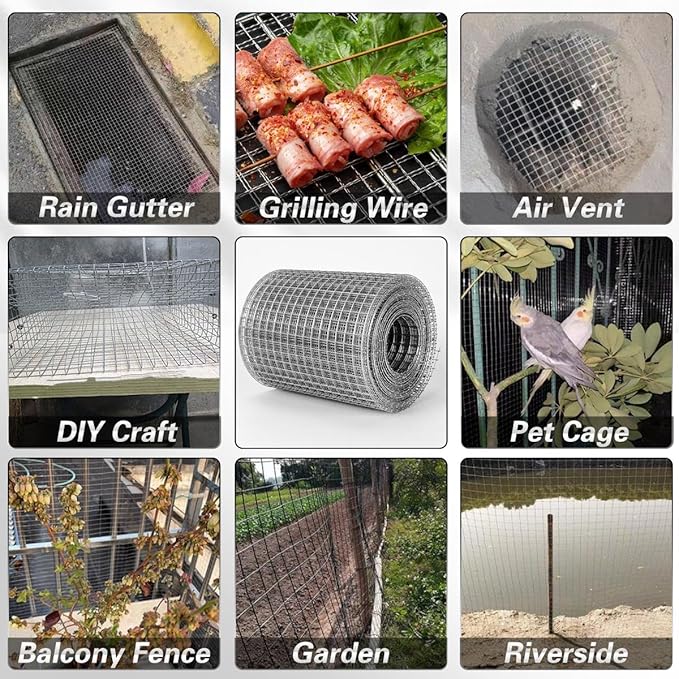 Hardware Cloth 4'' x 20' 1/4 in Galvanized Wire Mesh Roll (23 GA) Chicken Wire Fence Roll for Chicken Pen/coop Fences, Screen mesh, Rabbit/Snake Fences, Poultry enclosures, Handicraft Making, etc.