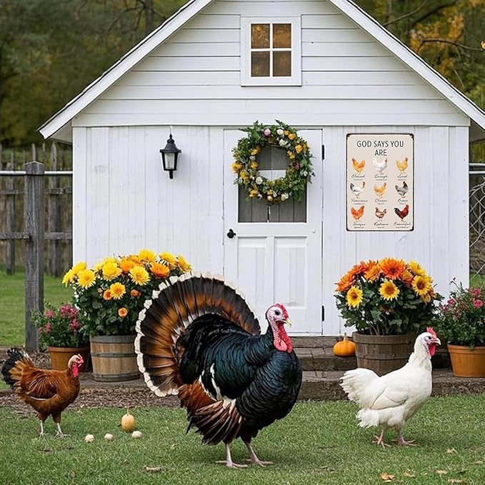 Antique Finish Chicken Coop Metal Sign, Weather-Resistant Tin Sign for Outdoor Garden Decor, Funny Farm Animal Sign, 8x12 Inch Farmhouse Patio Ornament