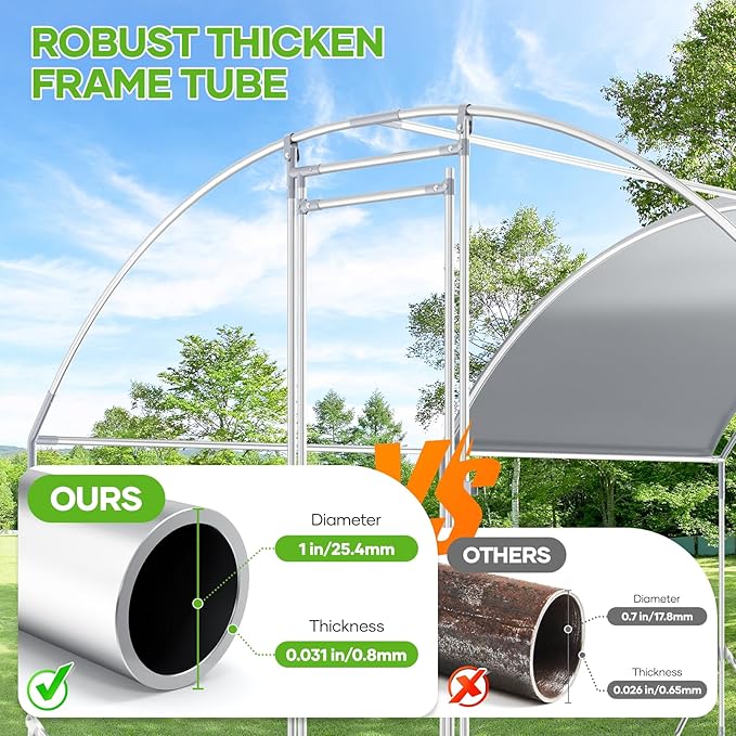 Large Metal Chicken Coop,10x20 FT Walk in Chicken Runs with Cover for 30 Chickens,Hen House Enclosure with Security Lock, Outdoor Duck Rabbit Cage Poultry Pens for Backyard,Farm,Yard
