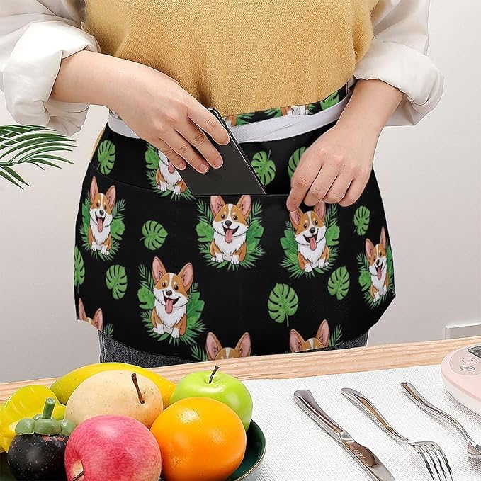 Unisex Half Waiter Waist Short Apron Waterproof Chef Works Waitress Aprons