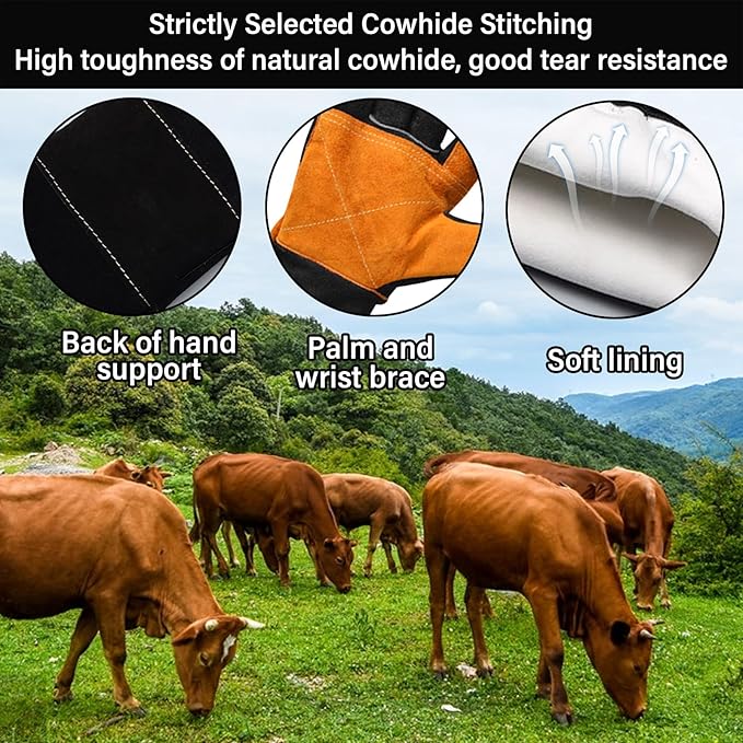 Animal Handing Gloves Bite Proof,Leather Welding Gloves,Multipurpose Puncture Proof Glove for Dog,Cat,Reptile,Snake