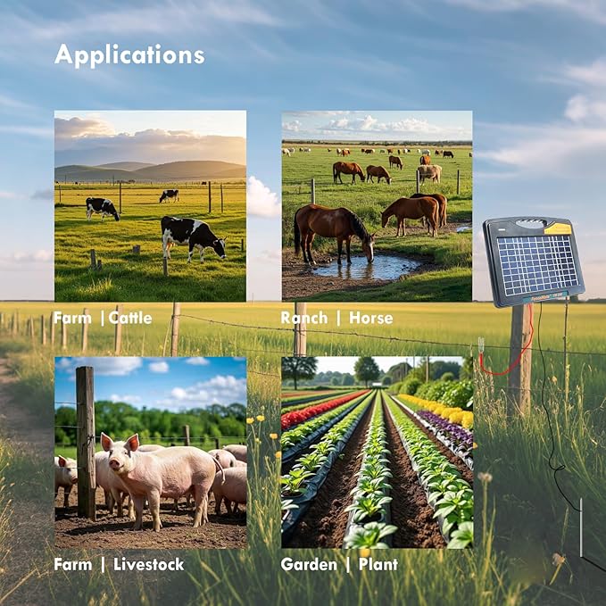 FenceMate Solar Powered Fence Charger 0.65J to 30 Miles for Containment of Livestock, Poultry or Hobby Farming, Portable Electric Fence Charger for Exclusion of Nuisance or Wild Animals Low Impedance