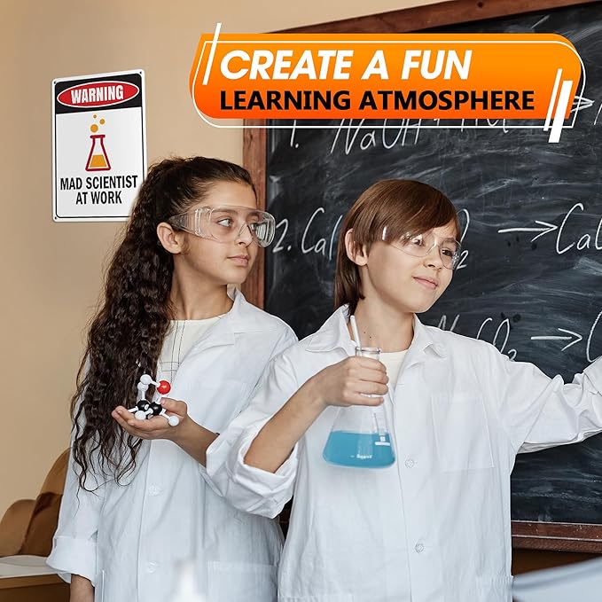 Mad Scientist Metal Sign 7.9x11.8" – Mad Scientist Props with Good Print Quality, Science Classroom Decor, Office, or Home – Rust Resistant Tin Wall Art, Chemistry Gifts for Men | Easy Installation