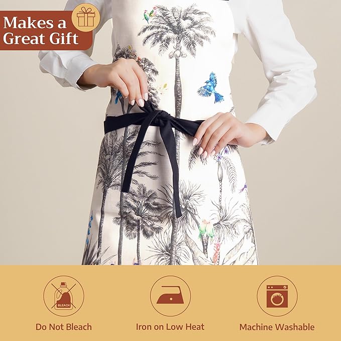 Maison d' Hermine 100% Cotton Apron for women with Pocket Kitchen Chef Apron for Men Cooking Easter Decorations