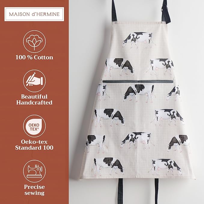 Maison d' Hermine 100% Cotton Apron for women with Pocket Kitchen Chef Apron for Men Cooking Easter Decorations