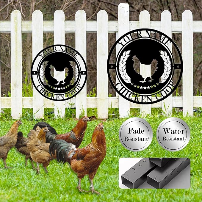 Custom Chicken Coop Metal Sign, Personalized Farmhouse Wall Decor, Vintage Fluffy Butt Hut Decor, Custom Name Sign for Farm, Gifts for Chicken Lovers