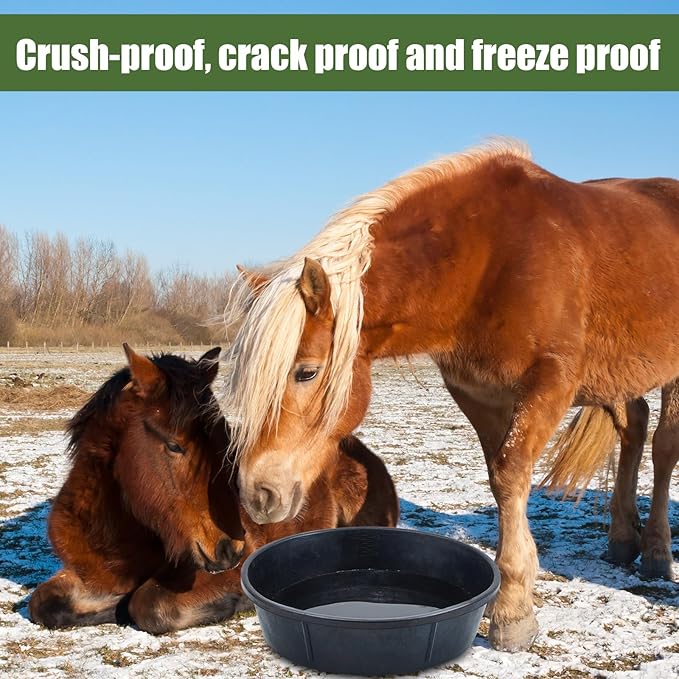 Sadnyy 5 Pcs Rubber Feed Pan 12 Quart/ 3 Gallon Utility Horse Feed Bucket Rubber Bowl Chicken Dust Bath Container Horse Feeder for Goats Livestock Animal Feeding Cats Dogs Pigs