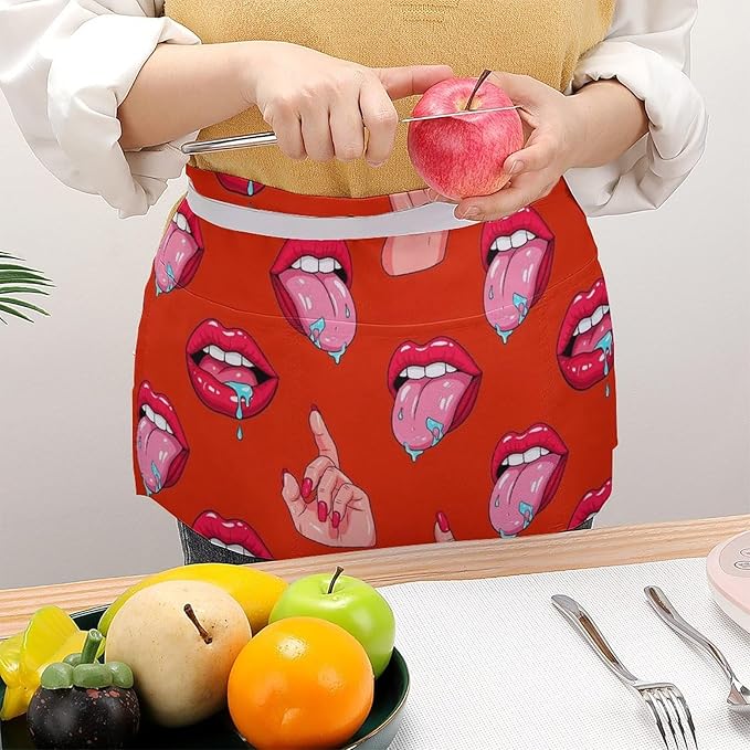 Half Apron with 3 Pockets Chef Cooking Kitchen Restaurant Aprons for Women Men
