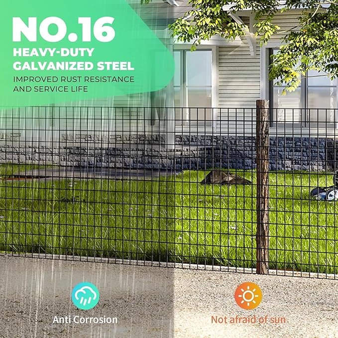 (36 in x 33 ft) Garden PVC Welded Wire Fence, Mesh Size 2 in x 3 in, 16-Gauge Welded Wire Fence, Poultry Protection Animal Fence, Includes Gloves and Pliers