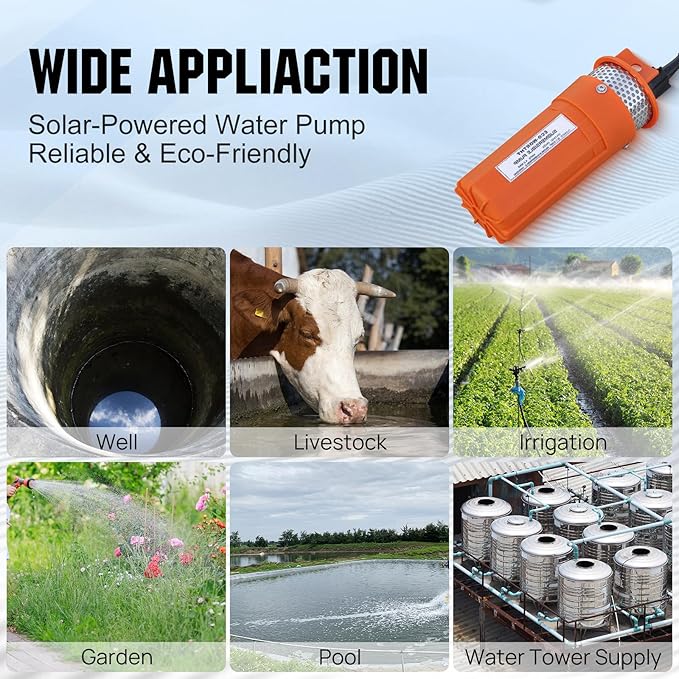 ECO-WORTHY Solar Well Pump Kit - 100W Solar Panel with 12V Deep Well Water Pump for Off-grid Living or Irrigation, Farm & Ranch-DELIVERY IN 2 PARCELS One