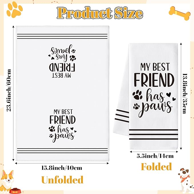 GROBRO7 Paws Prints Hand Towel - 6Pcs Dog Paw Print Bathroom Decor Kitchen Dishcloths Set Soft Polyester Towels for Bath Bar Dining Room Decor Cute Puppy Lovers Gifts for Men Women Housewarming