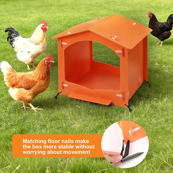 Chicken Nesting Boxes Egg Laying Nest Box for Chicken Coop, Easy to Assemble & Versatile Use for Hens, Ducks, Orange 3 Packs