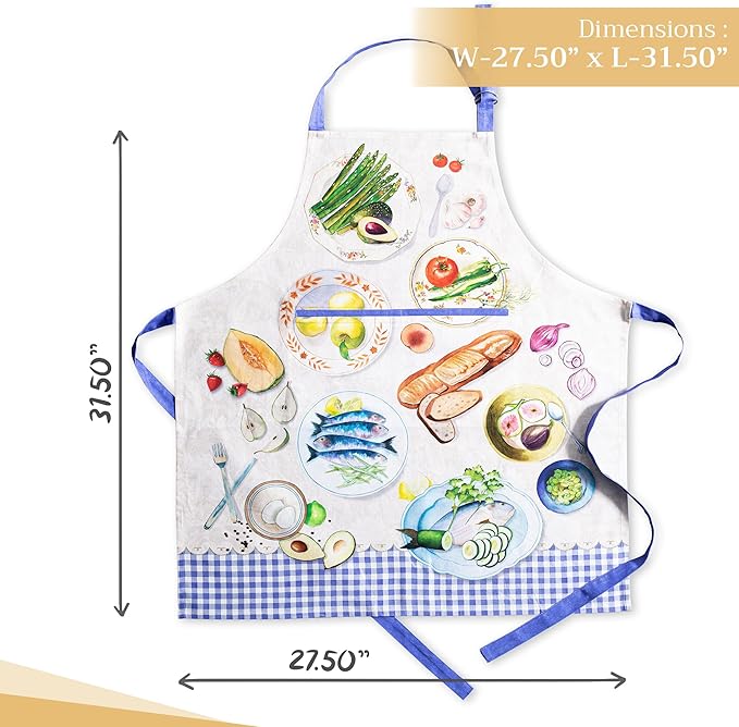 Maison d' Hermine 100% Cotton Apron for women with Pocket Kitchen Chef Apron for Men Cooking Easter Decorations