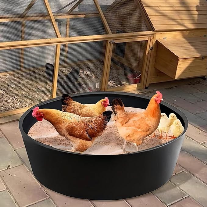 Adjustable Chicken Dust Bath Tub, Bottomless Design Wear-Resistant, Chicken Coop Cleaner Container, for Farms Rooster Poultry Pool Lawn Yard