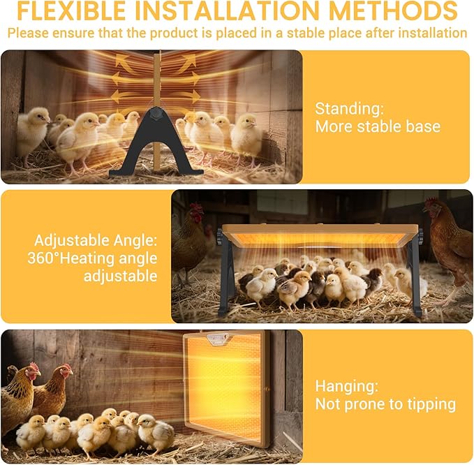Chicken Coop Heater Brooder Plate, 180W Dual-Heating Chicken Heater Built-in Thermostat | Cycle Mode | Light, Remote Control Chick Heater for Coop, Adjustable Chicken Warmer for Poultry, UL-Compliant